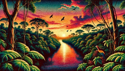 Por do sol amazonia foto IA DALL E