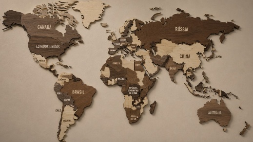 Mapa mundi de madeira imagem IA